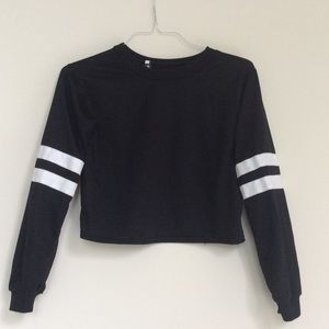 Varsity Style Long Sleeve Crop Top